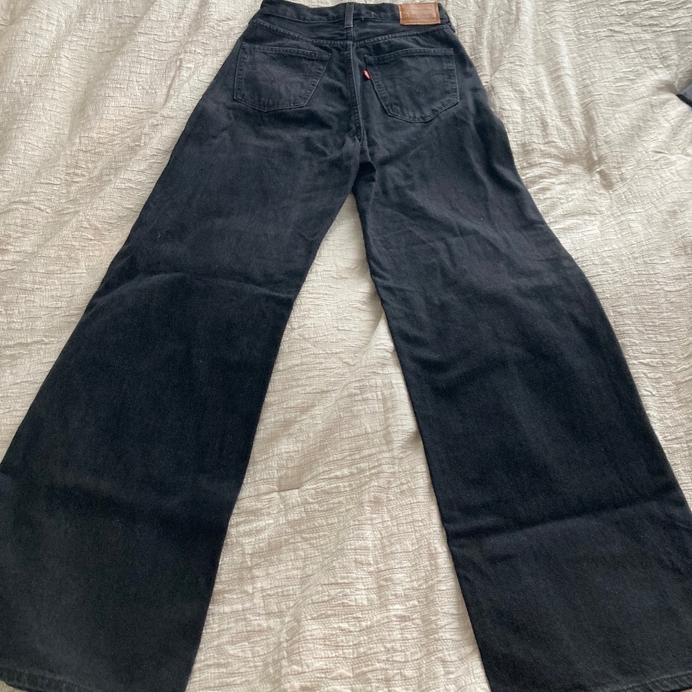 Levi’s wide leg black wash denim (tailored)